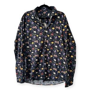 Simons Le 31 Navy Dark Floral Casual Button Down Shirt